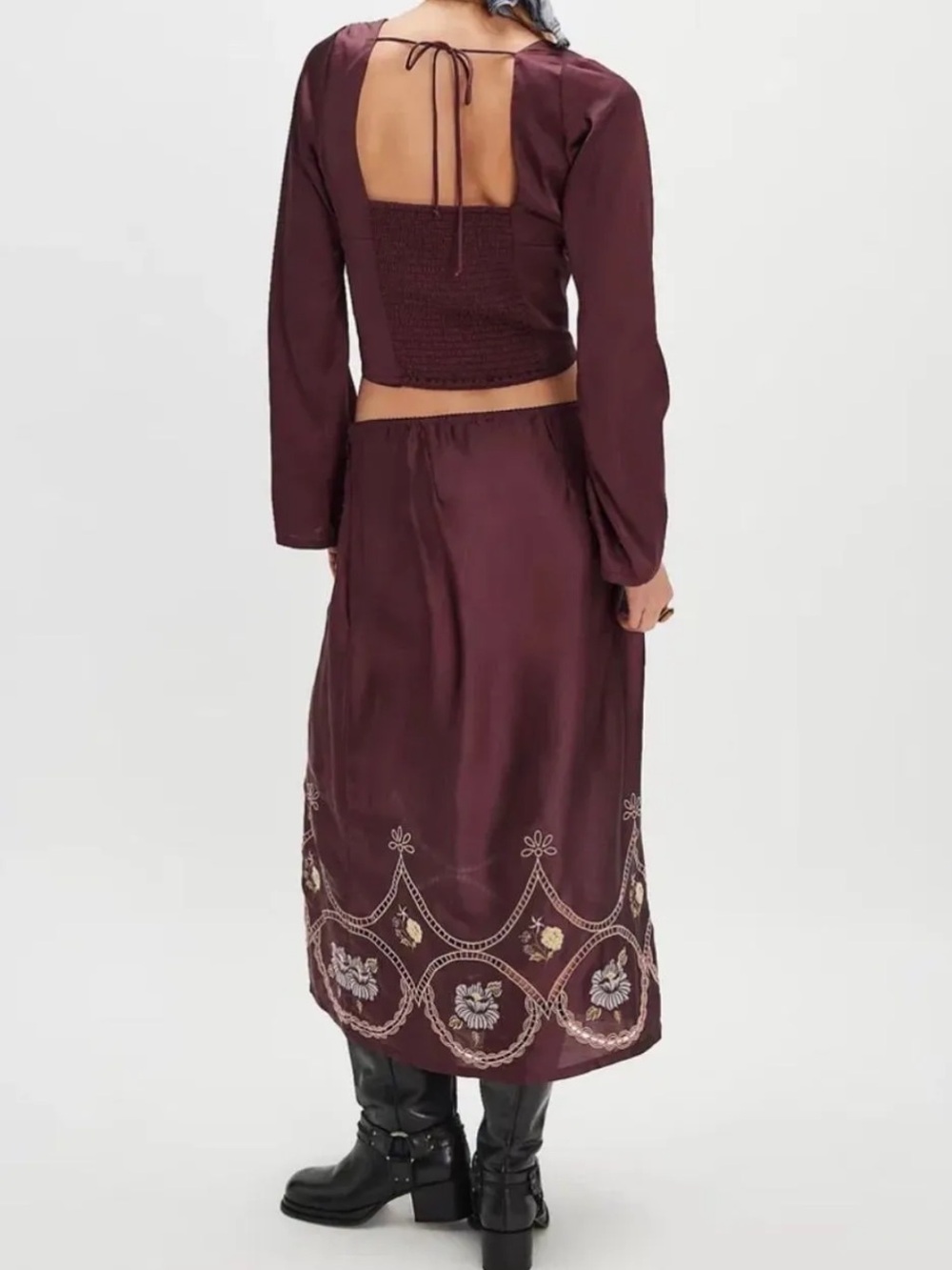 FREE PEOPLE AUTUMN BLOOM SET NEW WITH TAGS MEDIUM satin with lace accents - Picture 2 of 3